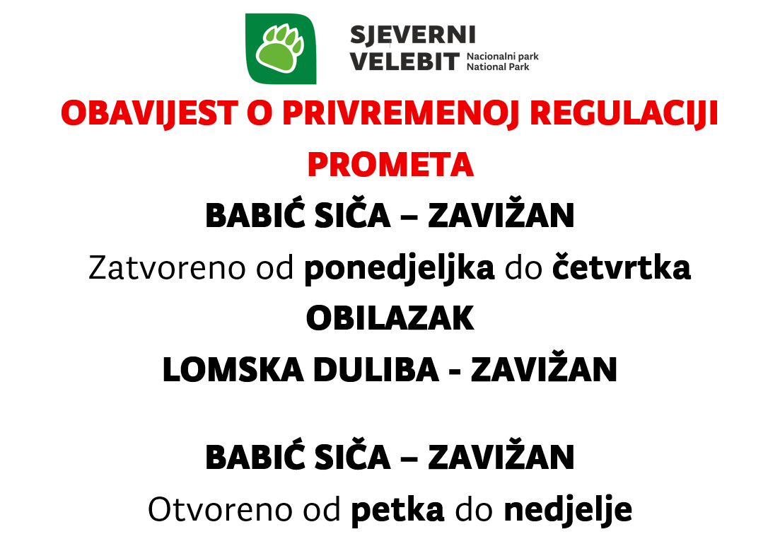 OBAVIJEST O PRIVREMENOJ REGULACIJI PROMETA